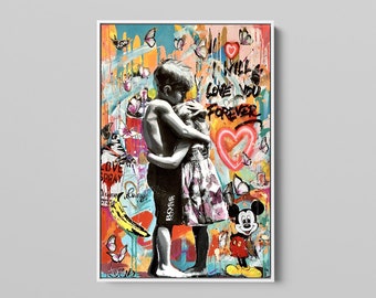 Banksy I Will Love You Forever Banksy Inspired Artwork Graffiti Wall Art Street Art Canvas Pop Art Wall Art