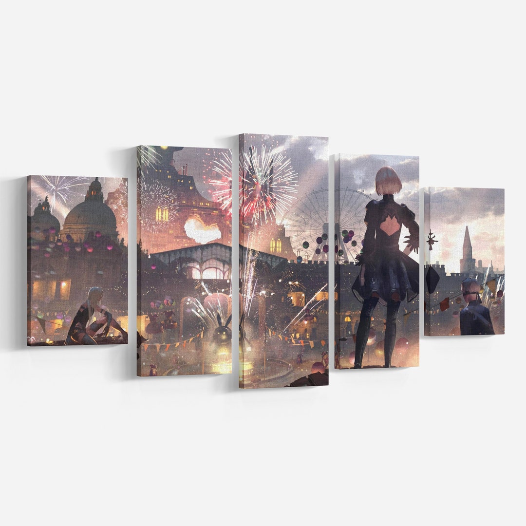 NIER AUTOMATA 5 Pieces Game Canvas Wall Art, Video Game Canvas, Video