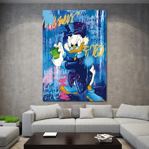 Banksy azul abstracto McDuck Pop Art Canvas Print, Banksy Art, Scrooge McDuck Graffiti, Street Graffiti Wall Art, Banksy McDuck Popart Canvas