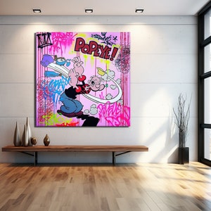 Banksy Popeye Pop Art Graffiti Canvas Wall Artt, Banksy Art, Popeye Graffiti, Street Graffiti Wall Art, Popeye Gift
