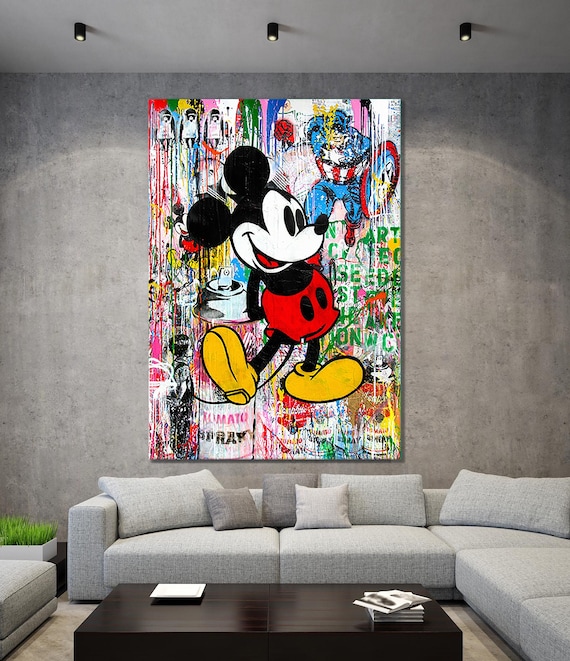 Mickey Mouse Banksy Pop Artt Print, Luxury Painting Fashion Prints