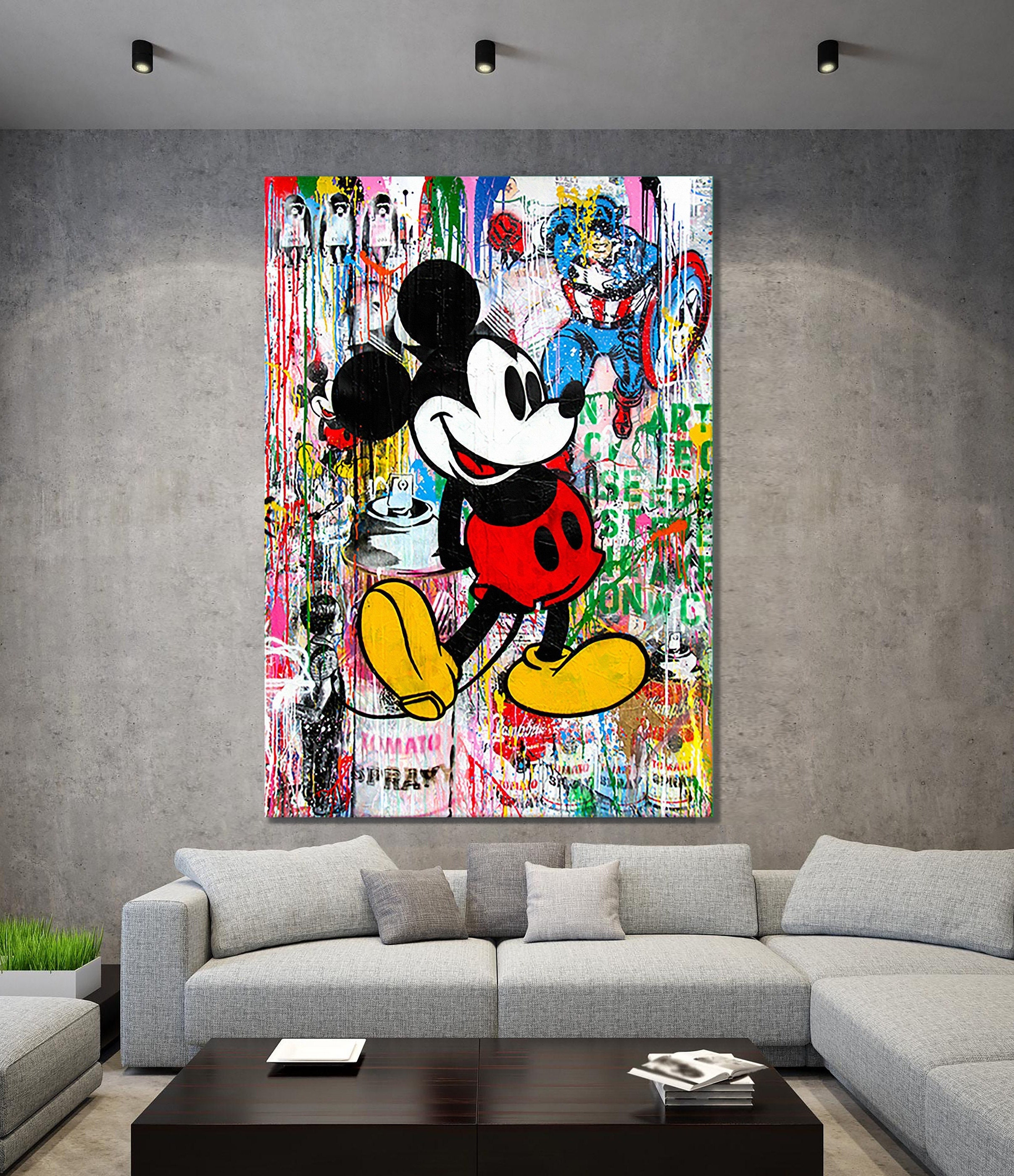 Mickey Mouse Banksy Pop Artt Print, Luxury Painting Fashion Prints