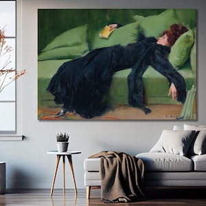 Decadent Young Woman Canvas Print, After the dance, Ramon Casas - Painting Art Print Female Portrait Vintage Poster Wall Décor Book Gift