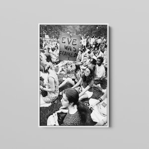 Women Protest Canvas Wall Art, Black and White Art, Vintage Wall Art, Eve Was Framed, Feminist Wall Art, Women