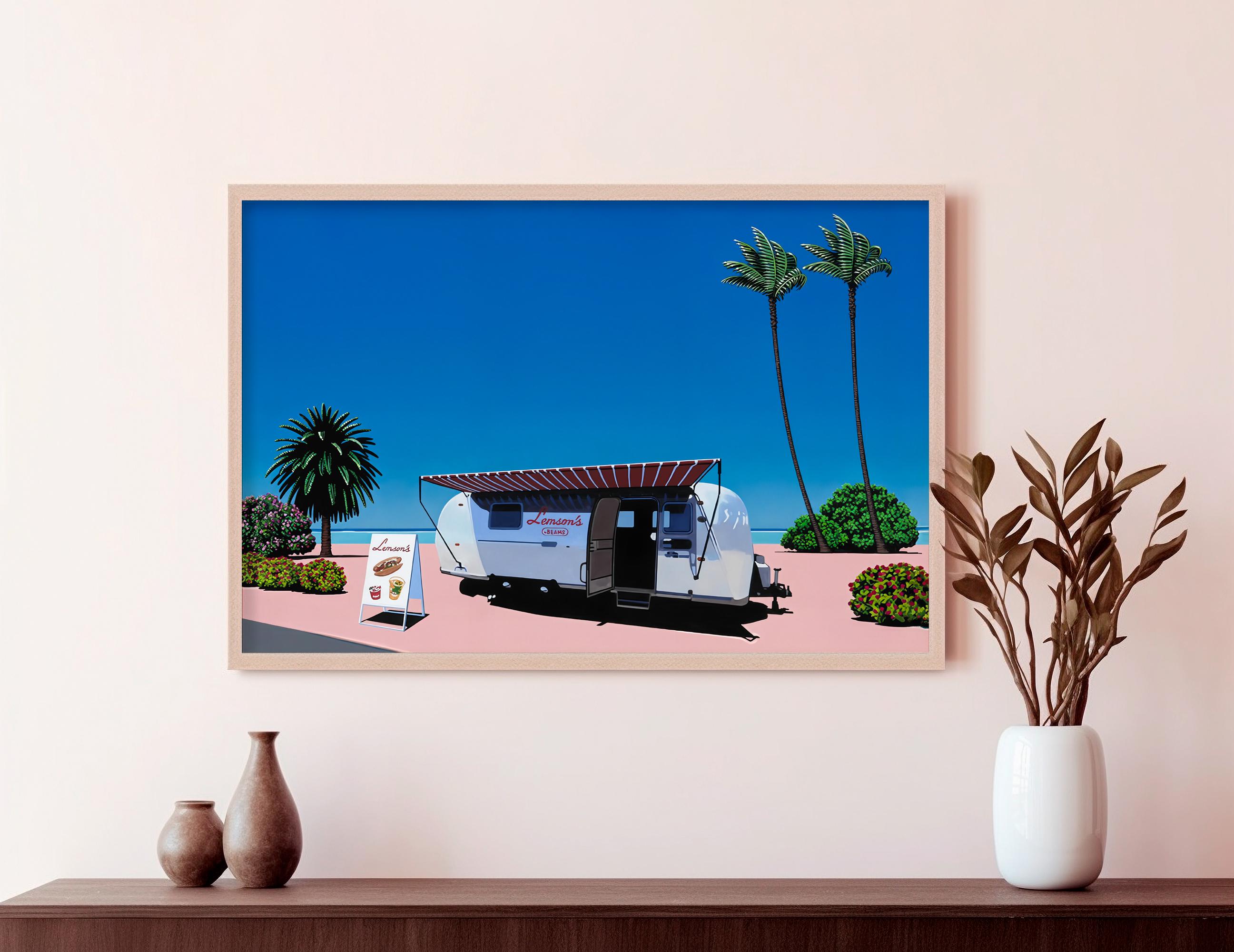 【1980s Vintage】151cm × 89cm ラホール産 ラグ Lemson's Beams by Hiroshi Nagai, Wooden Framed Art, Japanese Retro