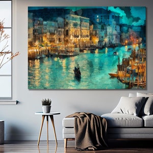 Pintura en góndola de la laguna veneciana, Venecia, Italia, lienzo abstracto enmarcado, arte de pared, póster impreso, decoración para el hogar/oficina, regalo