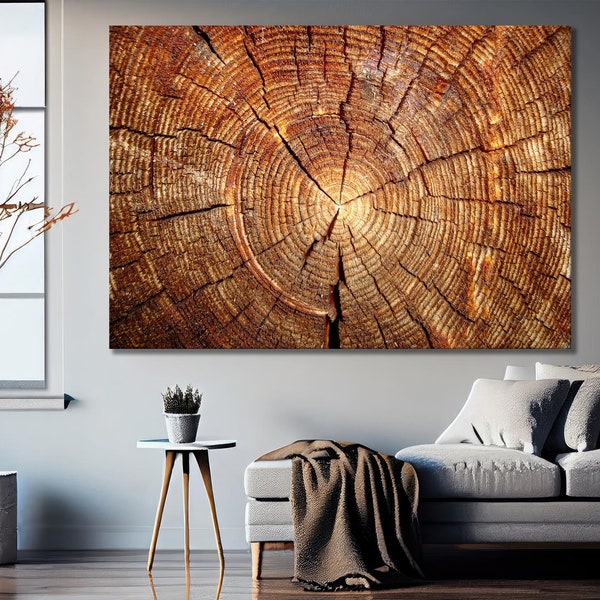 Houtstructuur Canvas Wall Decor, Tree Ring Canvas, Wood Crack Abstract Canvas Print, Moderne Trendy Wall Art, Extra Large Wall Art Artwork