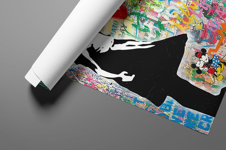 Ballonmädchen Liebe Pop Art Graffiti Leinwand, Banksy Style Pop Art, Mickey Mouse, Street Graffiti Wandkunst, Banksy Ballonmädchen Poster Bild 5