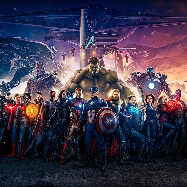 All Characters Marvel XXL Canvas Wall Art ' Blockbuster Fine Art Panorama Print on canvas | Movie pano on canvas | Marvel Movie Fan Gift