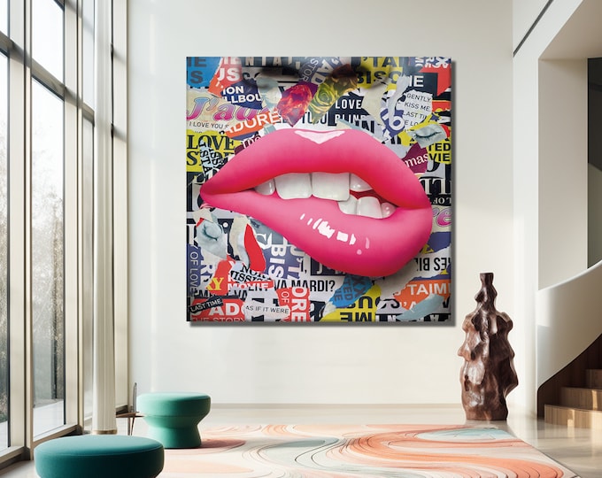 Graffiti Popart  Intense Lips Decor, Banksy Style Lips Art, Woman Graffiti, Street Graffiti Wall Art, Woman Lips Poster