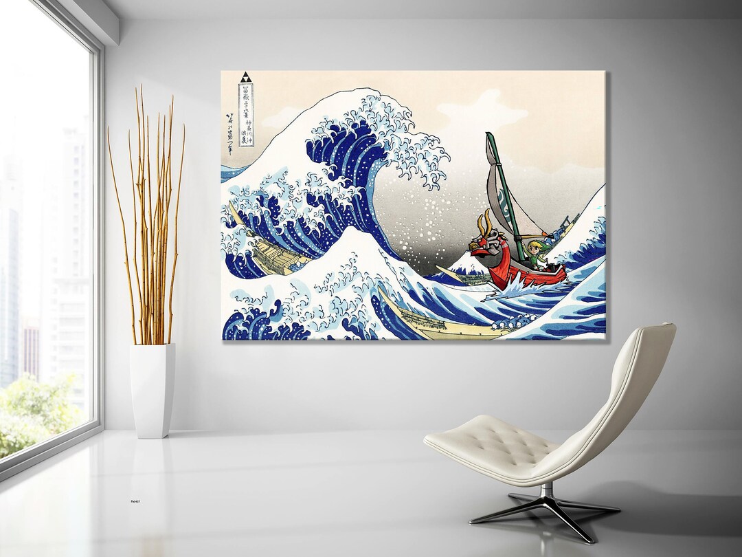 The Great Wave Zelda Canvas Wall Art, the Legend of Zelda Windwaker
