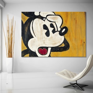Vintage Mickey Mouse Canvas Wall Art, Mickey Pop Art Canvas, Vintage Mickey Mouse Art, Canvas Ready To Hang