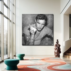 Vintage  Marlon Brando Framed Poster - Timeless Black & White Canvas Print, Hollywood Legend Home Decor, Unique Gift for Movie Lovers