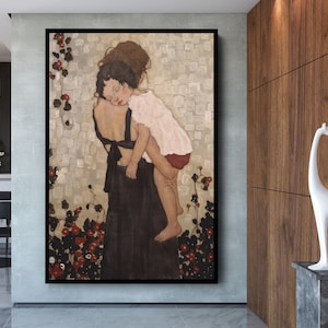 グスタフ・クリムト 子どもを抱く母親 1905年 有名な絵画 プリント 肖像画 キャンバスに着色 モダンアート 装飾