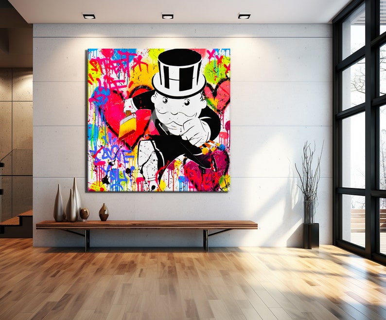 Monopoly I Love You Pop Art Graffiti Canvas Print, Banksy Art, Monopoly ...
