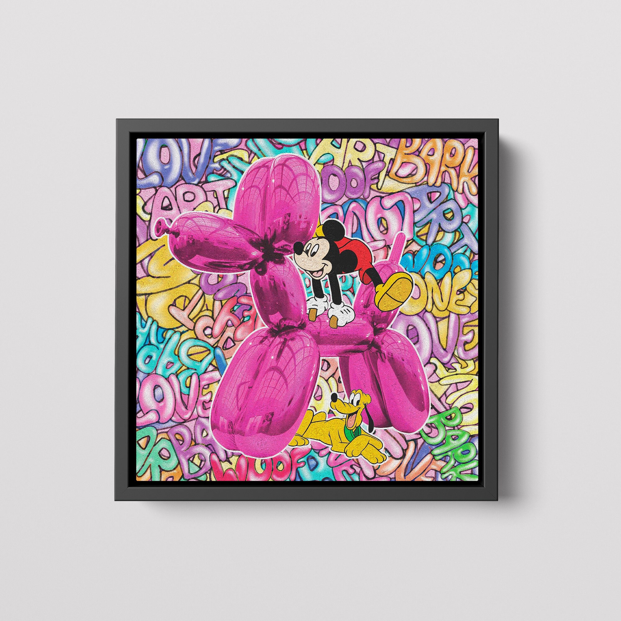 Mickey Mouse and Balloon Dog Graffiti Pop Art Canvas, Square
