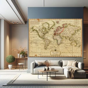 Vintage World Map 1898 Mercator Projection, Sepia Tone Atlas Print, Antique Map Wall Art, Gift for Travelers, Home Decor