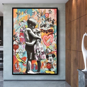 BANKSY WALL ART  I Will Love You Forever Banksy Inspired Artwork Graffiti Wall Art Street Art Canvas Pop Art Wall Art