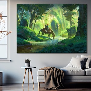 Pôster de Zelda - Arte de parede em tela - Impressão em tela do videogame Zelda - Pôster de Zelda - Presente em tela de Zelda