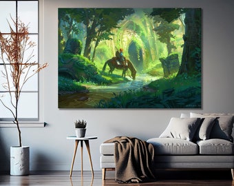 Póster de Zelda - Arte mural en lienzo - Impresión en lienzo del videojuego Zelda - Póster de Zelda - Regalo en lienzo de Zelda