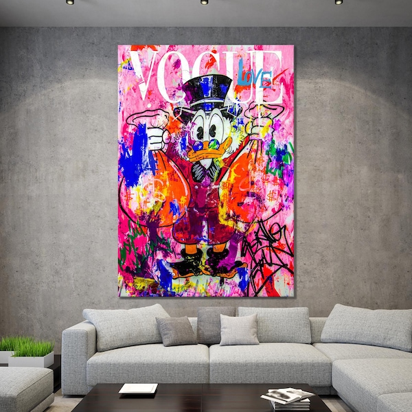 Banksy Scrooge McDuck Graffiti Pop Art Canvas, Banksy Style Pop Art, McDuck Pop Art , Street Graffiti Wall Art, Dagobert McDuck Poster