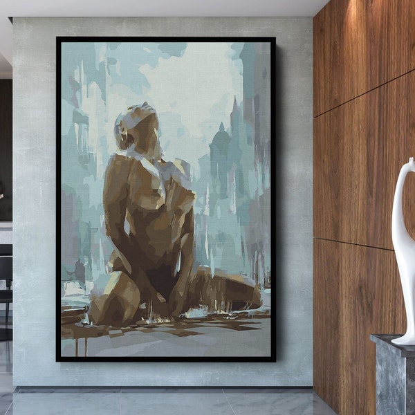 Naakte vrouw schilderij canvas print, naakte vrouw muur kunst, slaapkamer canvas kunst, sensuele foto muur decor, sensuele foto kunst canvas