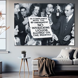No Liquor Sign Canvas Wall Art, Black and White Art, Vintage Wall Art, Speakeasy Art, Bar Wall Decor, Home Decor, PRINTABLE Art