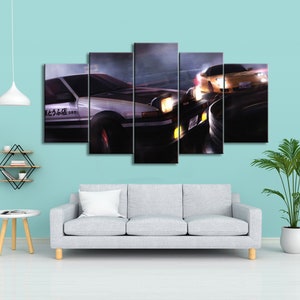 Initial-D Drift Canvas wall art, Takumi vs Keisuke Takahashi Canvas, Touge Canvas, Drift Race Canvas Wall Art, High Quality Canvas