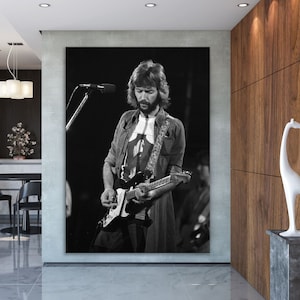 Impresión en lienzo premium de Eric Clapton de los años 70 / Arte mural musical de los años 60, 70 y 80, pósteres, impresiones, imágenes, decoración de sala de estar