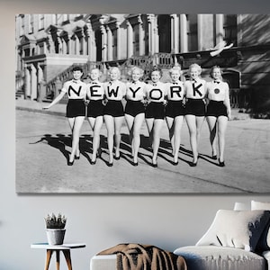 New York Chorus Line Canvas Art, Black and White Art, Vintage Wall Art, New York Dancers, Large Wall Art