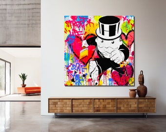 Monopoly I Love You Pop Art Graffiti Canvas Print, Banksy Art, Monopoly ...