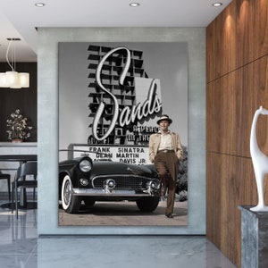 Impresión en lienzo de Frank Sinatra en el Sands Hotel Las Vegas / Arte mural musical de los años 50, pósteres, imágenes, pinturas, fotos, imágenes y decoración del hogar