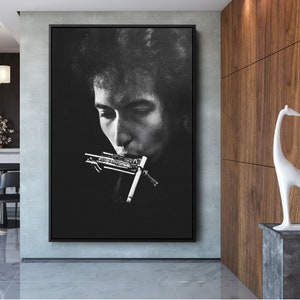 Bob Dylan's Harmonica Leinwand Wandkunst Druck, Bob Dylan Schwarz und Weiße Leinwand Wandkunst, Bob Dylan Franed Poster