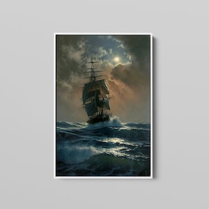 Ship Canvas Painting Print, pirate ship painting, sailing painting, boating ship painting, rowing boat painting, ship framed canvas