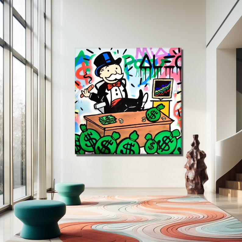 Rich Monopoly Alec Pop Art Graffiti Canvas Print, Banksy Art, Monopoly ...