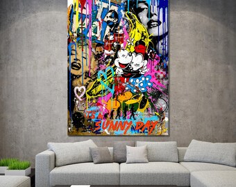 バンクシーのミッキーとミニーマウスのグラフィティポップアート
