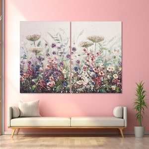 Beautiful Wildflowers, Wild Flower Wall Art, Watercolor Floral Framed Canvas Print, Wall Art, Rustic Farmhouse Decor, Classic Art