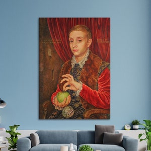 Impressão artística do menino com maçã - pôster do filme Grand Budapest Hotel - presente exclusivo para decoração de casa - tela emoldurada - pôsteres de filmes