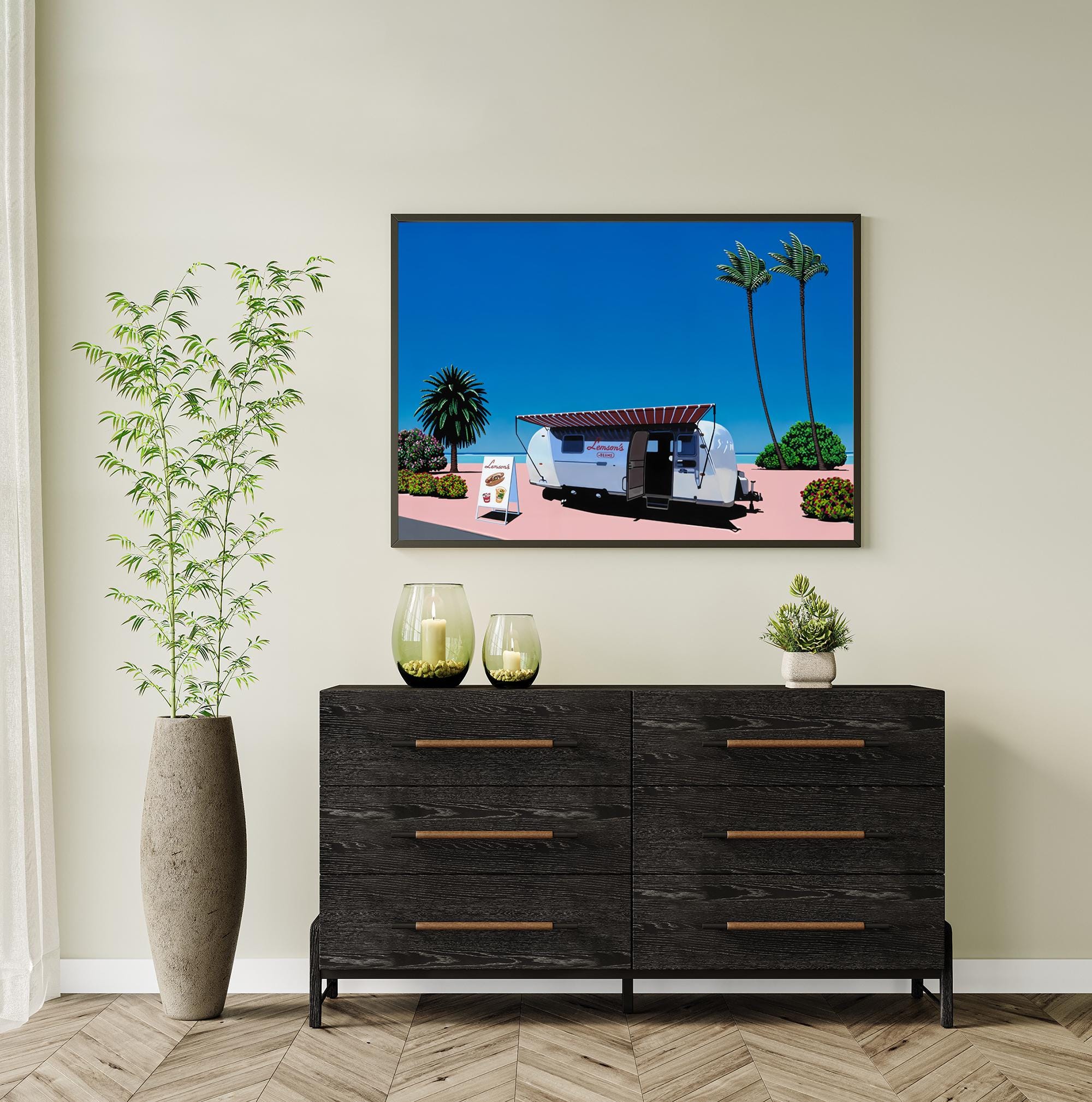 Lemson's Beams by Hiroshi Nagai, Wooden Framed Art, Japanese Retro