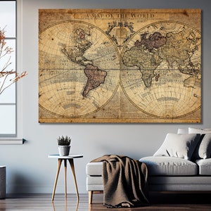 Alte Weltkarte Leinwand Kunst, Vintage Karte Leinwand Kunst, Alte Welt Karte Kunst, Landkarte Leinwand Kunst, Landkarte Leinwand Kunst,