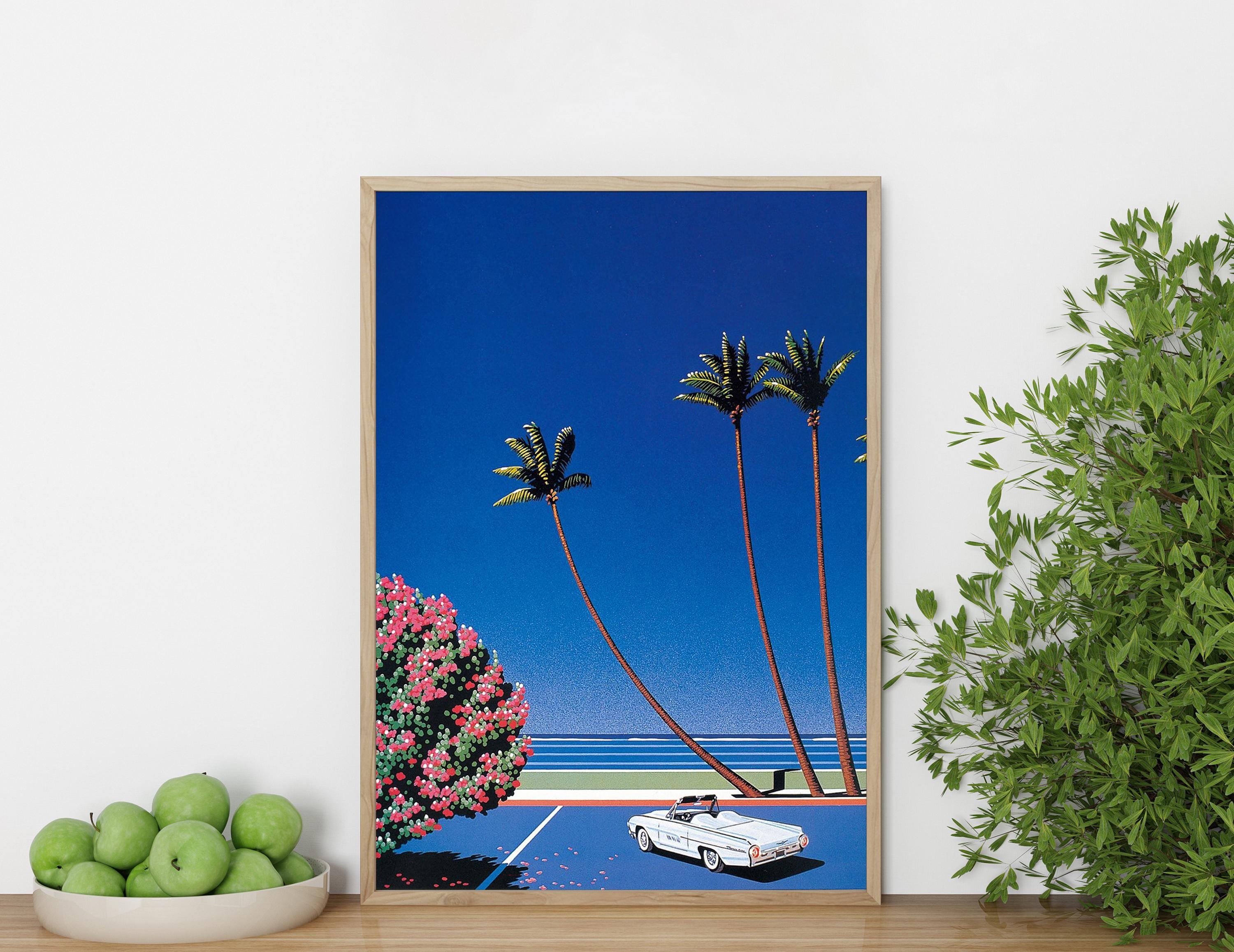 Miami Beach 1980s Retro Hiroshi Nagai Wooden Framed Art Print or