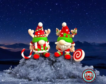 Par de adorables gnomos navideños impresos en 3D