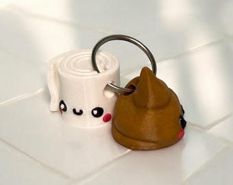 3D Printed Toilet Paper and Poop Keychain