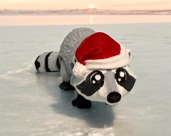 Schattige 3D-geprinte scharnierende mini wasbeer van de kerstman