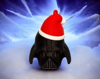 3D Printed Knitted Darth Vader Head with a Santa Hat Ornament