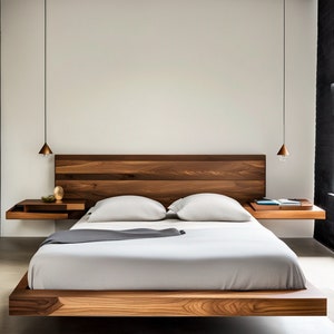Queen Size Floating Bed Floating Nightstands complete Digital