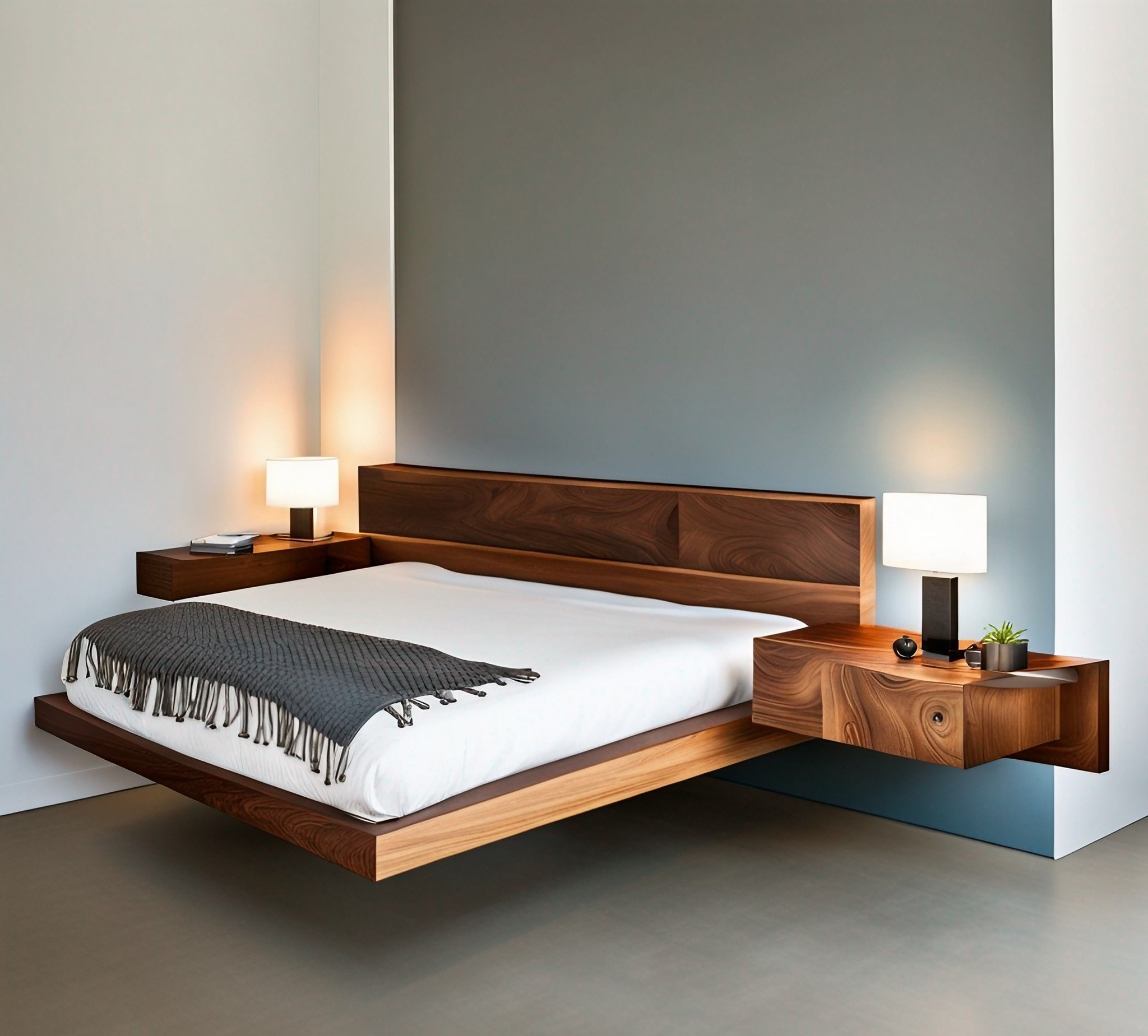 Queen platform bed with nightstands deals