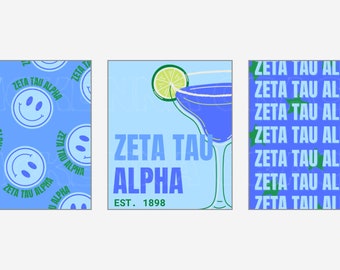 Zeta Tau Alpha Posters, Set of 3 Digital Prints, Trendy Sorority Wall Decor
