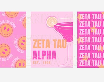 Zeta Tau Alpha Posters, Set of 3 Digital Prints, Trendy Sorority Wall Decor for Room,