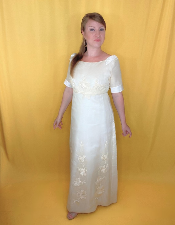 Vintage 1960's Embroidered Empire-Waist Gown